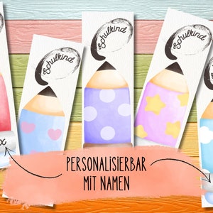 personalized bookmark - schoolchild | start of school | school enrollment | personalized with name | schoolchild 2025 | colored pencil | gift