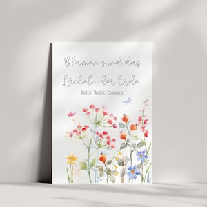 Karte - Blumen sind das Lächeln der Erde | Postkarte oder Klappkarte | Blumenwiese | Aquarell