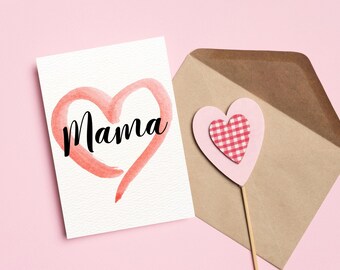 Mother's Day card | Heart watercolors | Mom | Postcard or folding card for Mother's Day | Mother's Day greeting | Mother's Day gift