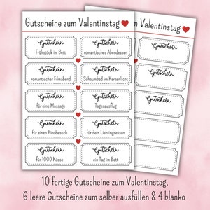 Vales de San Valentín DIY para imprimir | personalizable | Regalo para parejas | Vales de amor | descarga digital | PDF