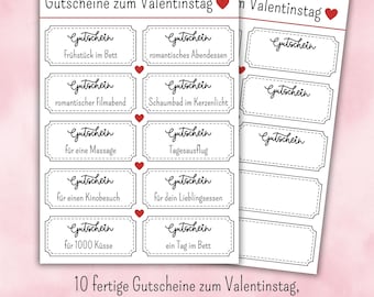 DIY Gutscheine zum Valentinstag zum ausdrucken | personalisierbar | Geschenk für Paare | Liebesgutscheine | digitaler Download | PDF