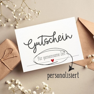 bon personnalisé pour passer du temps ensemble | Carte postale ou carte pliante | Donner du temps | offrez un cadeau minimaliste | cadeau personnel