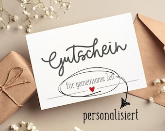 Personalized voucher for time together | Postcard or folding card | Gift of time | Minimalistic gift | Personal gift