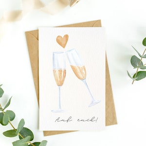 Carte de mariage – À vous ! | Carte postale ou carte pliante | Coeur de flûtes à champagne | aquarelle