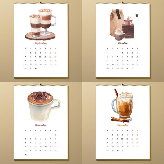2026 Calendar for Coffee Lovers | Watercolor Coffee | A4 or A5 or