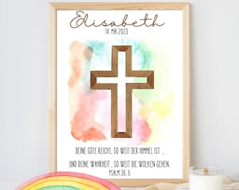 Confirmation poster: personalized with name, date, and confirmation verse | Godparent gift