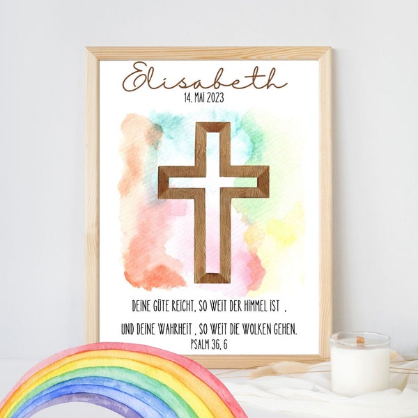 Poster - Confirmation: personalized with name, date and confirmation saying | Godparent gift