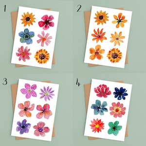 Postal - Flores de acuarela | Pintura de acuarela en SET | ilustración floral