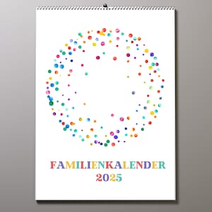 Family calendar 2025 with 5 columns | personalized | watercolor confetti | A4 | family planner | wall calendar | decoration | gift