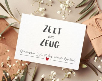 Carte postale ou carte pliante - Le temps au lieu des choses | Bon d'achat | Donner du temps | cadeaux minimalistes | Carte de relevé