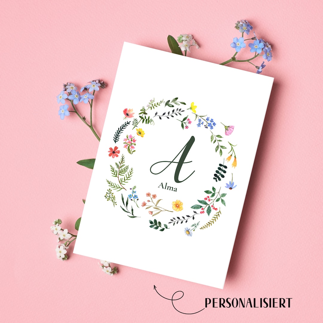 Personalized Birth Card | Congratulations | Initial Letter & Name ...