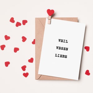Tarjeta - por amor | Tipografía | Día de San Valentín | aniversario | aniversario de bodas | Tarjeta de estado de cuenta | Postal o tarjeta plegable | Regalo