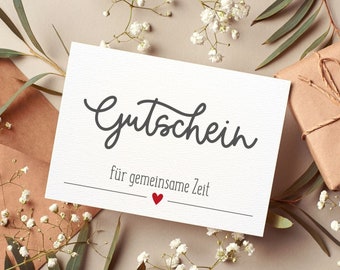 Postkarte oder Klappkarte - Gutschein für gemeinsame Zeit | Zeit schenken | minimalistisch schenken | persönliches Geschenk