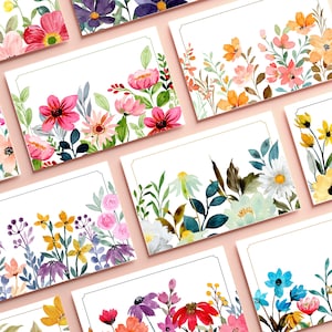 Cartolina o biglietto pieghevole - Fiori di campo | IMPOSTARE | Prato estivo | Biglietto d'auguri | Festa della mamma | Tavola stagionale | Invito | Fiori ad acquerelli