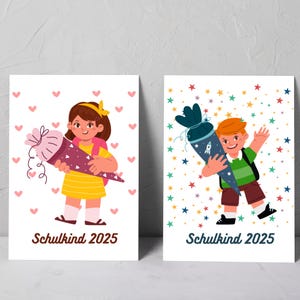 Cartão - Escolar 2025 | Cartão postal ou cartão dobrável | De volta às aulas | matrícula escolar | colegiais | estudante cone de açúcar