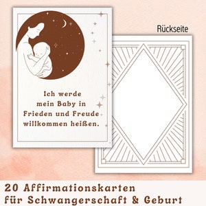 20 Affirmationskarten für Schwangerschaft und Geburt in Faltschachtel mit Kartenhalter | Ermutigungen | Hypnobirthing | Geschenk