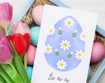 Carte - Oeuf oeuf oeuf | Carte postale ou carte pliante pour Pâques | oeuf de Pâques à l'aquarelle