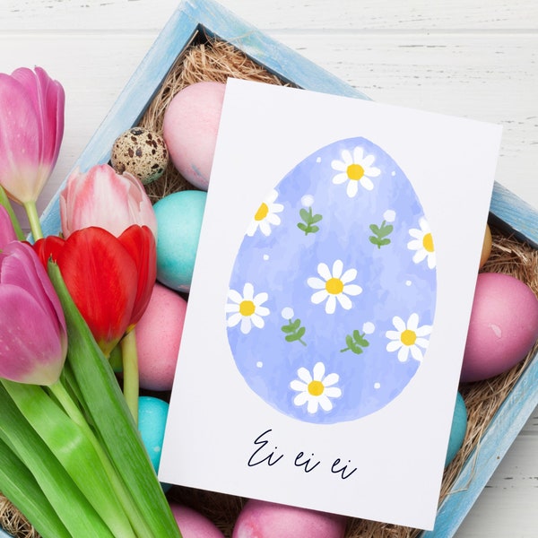 Karte - Ei ei ei | Postkarte oder Klappkarte zu Ostern | Aquarell Osterei