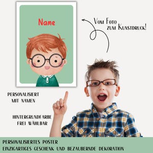Impresión de arte personalizada con nombre | Póster infantil A4 | Acuarela retrato infantil | Decoración habitación infantil | regalo personalizado
