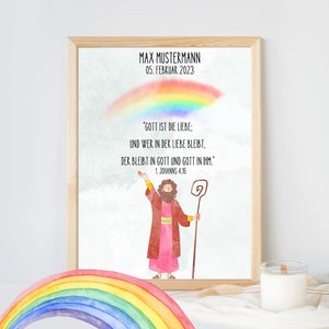 Poster - Baptismal saying | personalized with name, date, and baptismal saying | Baptism gift | Godparent gift