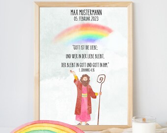 Poster - Baptismal saying | personalized with name, date, and baptismal saying | Baptism gift | Godparent gift