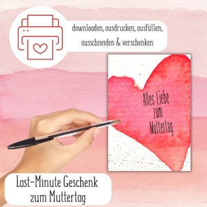 Descargue e imprima instantáneamente una tarjeta DIY para el Día de la Madre | Día de la Madre | Regalo de última hora | Postal o tarjeta plegable | regalo del día de la madre