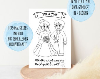 Libro para colorear de bodas para tus pequeños invitados | personalizado | Regalo para invitados | Niños | Empleo | Libro para colorear de boda