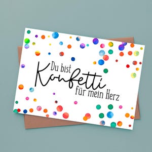 Card - You are confetti for my heart | Valentine's Day | Anniversary | Wedding anniversary | Statement card | Postcard folding card | Gift