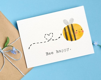 Cartolina o biglietto pieghevole - Ape felice | Acquerello di ape