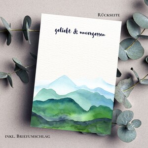 Carte de condoléances - aimée et inoubliable | carte de condoléances | Carte pliante avec enveloppe | étoile aquarelle image 2