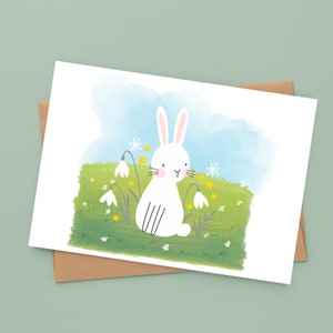 Carta - Coniglietto | Cartolina o biglietto pieghevole Pasqua | Coniglietto pasquale | acquerello