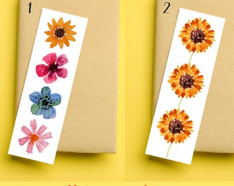 Lesezeichen mit Aquarell Blumen | Künstlerpapier | Sonnenblumen | Geschenk