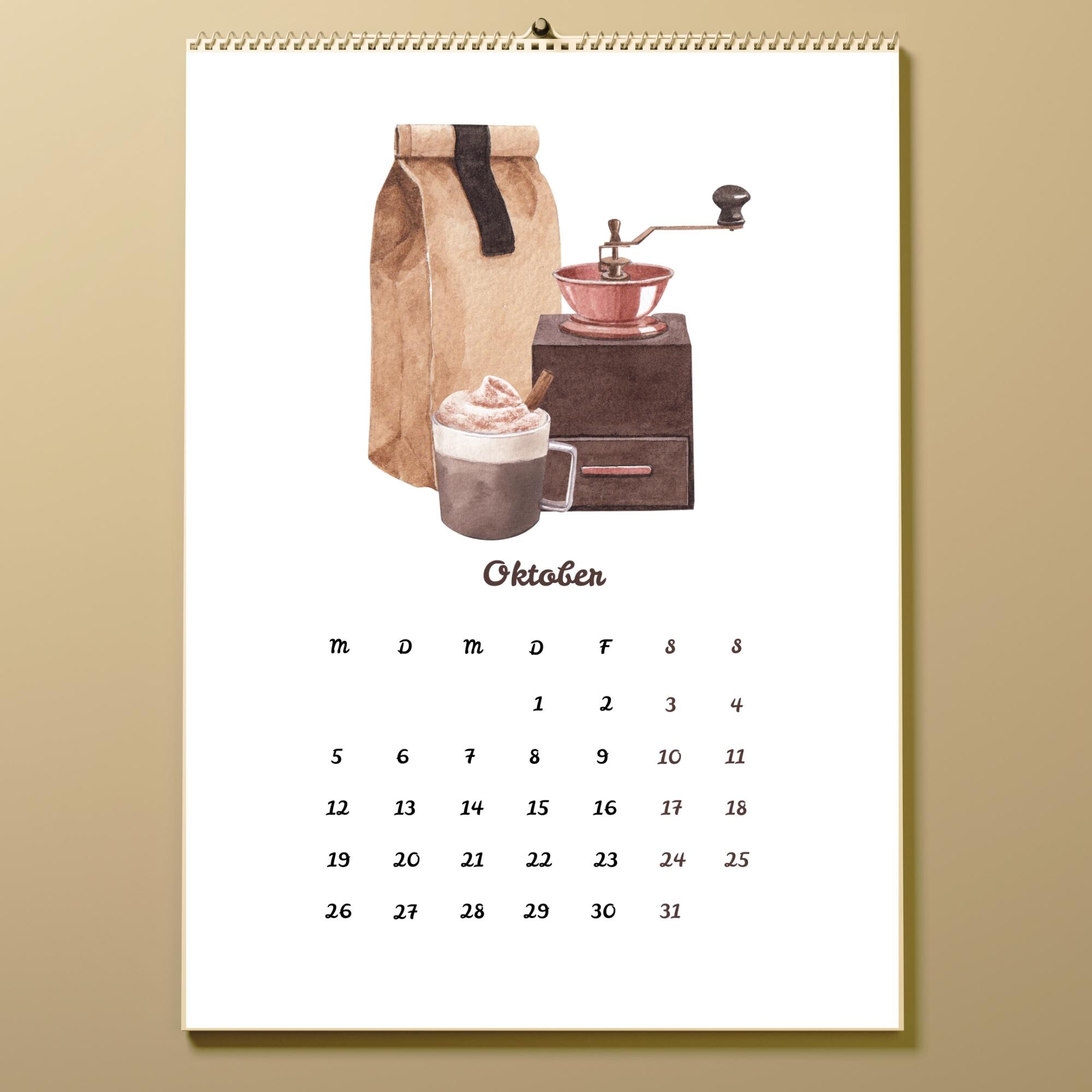 2026 Calendar for Coffee Lovers | Watercolor Coffee | A4 or A5 or