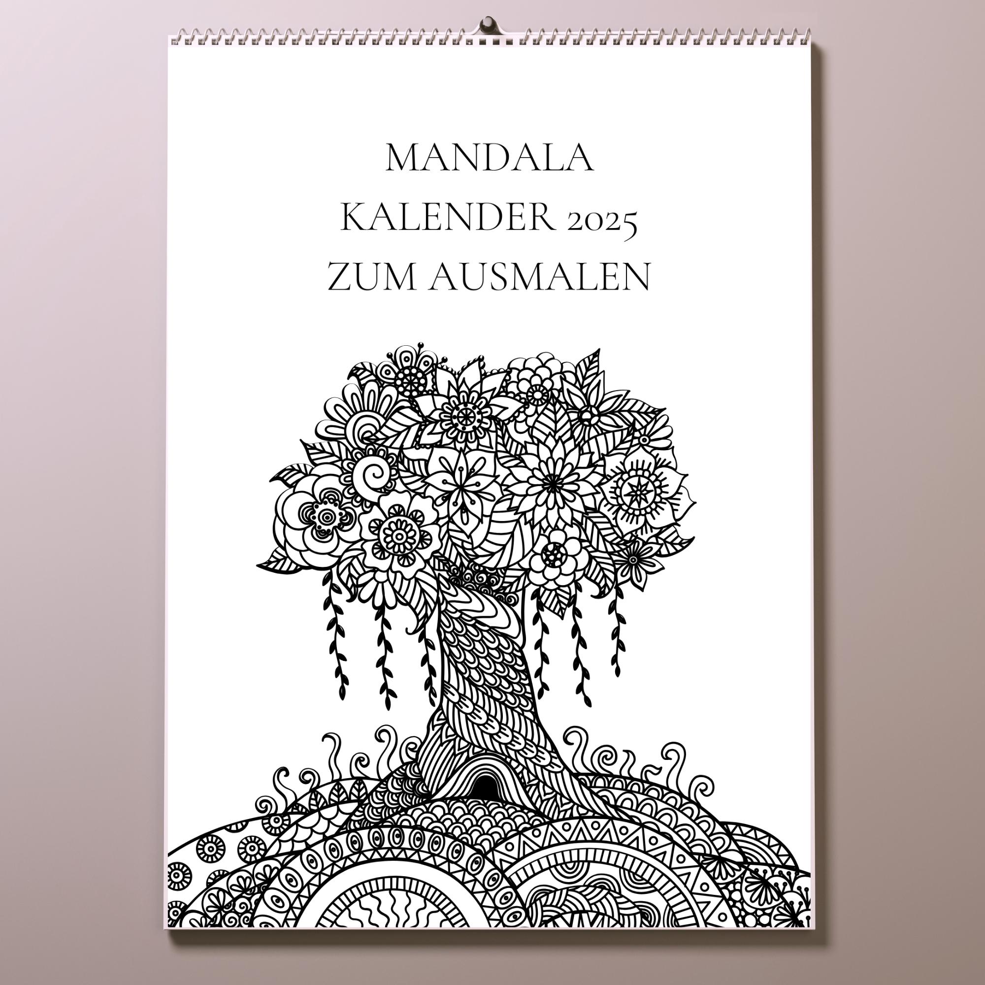 Mandala Calendar 2025 to Color | Coloring Calendar Flowers