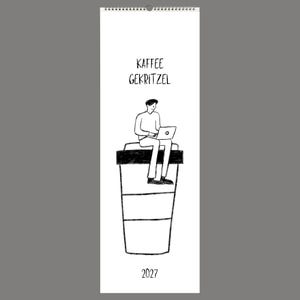 Nuevo calendario delgado 2027 - Coffee Doodles | Calendario de cocina divertido | Ilustraciones | Arte doodle | Calendario de pared | Decoración | Regalo