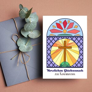 Tarjeta de confirmación | Felicitaciones | ventana de la iglesia | Regalo de padrino | Postal o tarjeta plegable