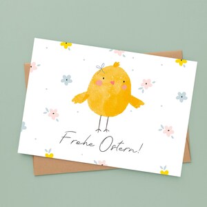 Carte - Joyeuses Pâques ! | Carte postale ou carte pliante pour Pâques | poussins à l'aquarelle