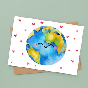 Mapa - Globo | Postal o tarjeta plegable | Tierra de acuarela