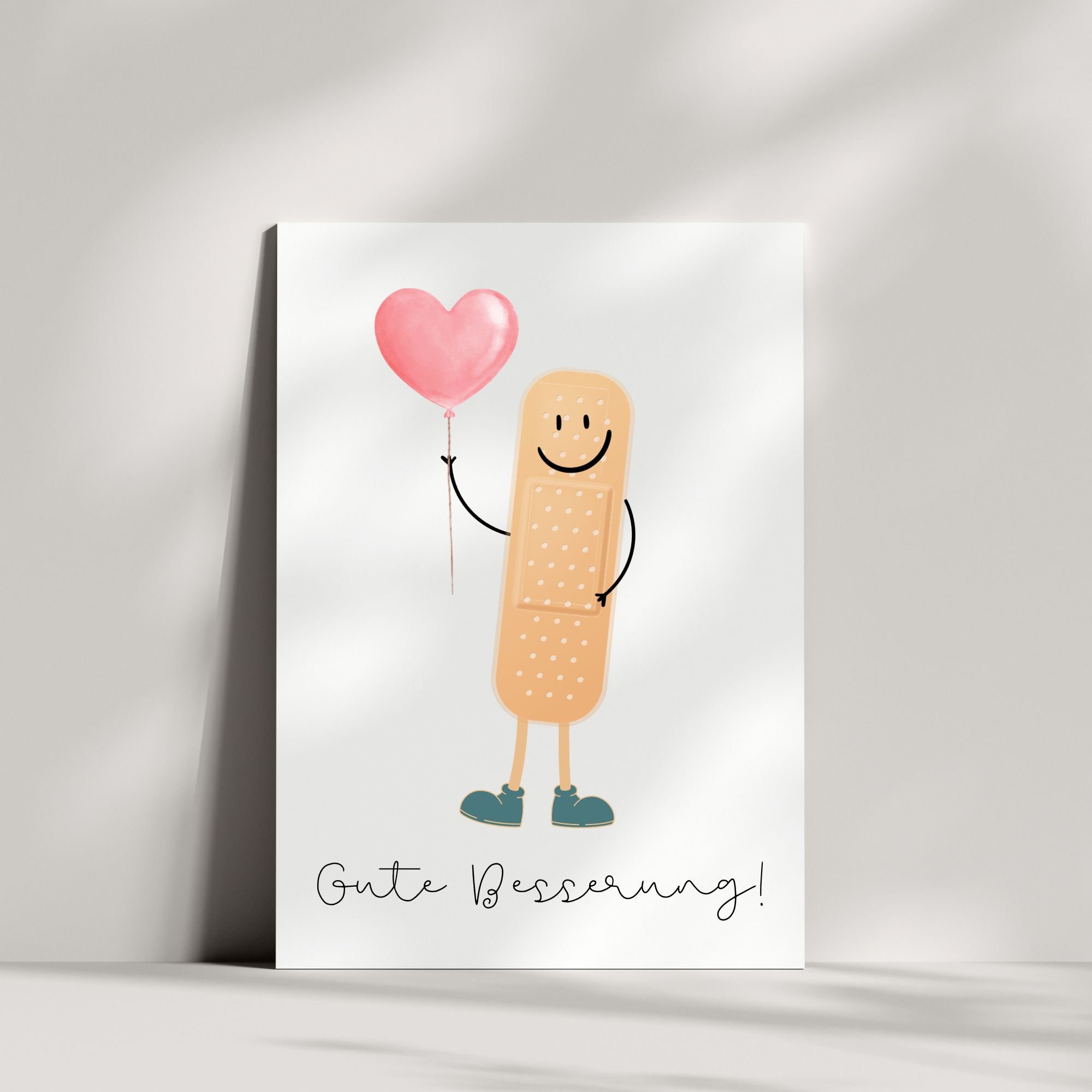 Karte Gute Besserung süßes PflasterMännchen Postkarte oder