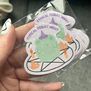 Halloween witchy pentacle frog sticker