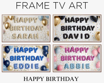 Personalised Animated Happy Birthday "Name" Samsung Frame TV Art Motion 4K Wallpaper Celebration Themed Digital Download Looping Art