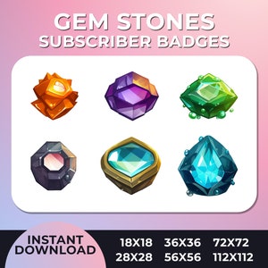 Gem Stones Diamonds Twitch Subscriber Badges | Bit Badges | Tier Badges