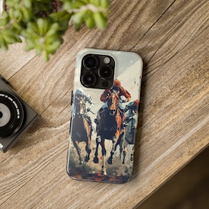 Horse Racing Derby phone case for iPhone 16 Pro 15 Max, 14 Plus, 13, 12, 11 Samsung Galaxy S24 S23 Case Gift For Mom Dad Horses Race Derby