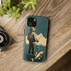 Angeln Ästhetische Natur Handytasche für iPhone 15 Pro Max, 14 Plus, 13, 12, 11, XR, X, XS, SE, 8, Mini Case Geschenk für Mama Papa Wanderer Fischer