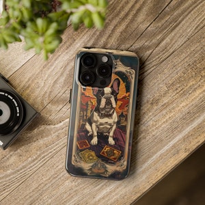 Tarot Card with French Bulldog phone case for iPhone 16 Pro 15 Max, 14 Plus, 13, 12, 11 Samsung Galaxy S24 S23 Case Gift For dad mom