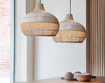 Rattan Light Fixture, Rattan Pendant Light Lampshade, Bamboo Lampshade, Bamboo Pendant Light, Dining Room Restaurant Light,  Woven Lampshade