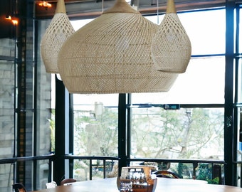 Exotic Pendant Light, Bamboo Rattan Light Fixture, Woven Lampshade, Living Room Ceiling Pendant Light, Restaurant Dining Room Pendant Light