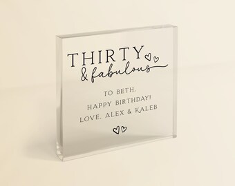 30th Birthday Gift | Thirty and Fabulous Personalised Thirtieth Birthday Gift