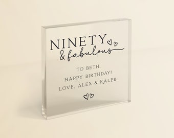 90th Birthday Gift | Ninety and Fabulous Personalised Ninetieth Birthday Gift