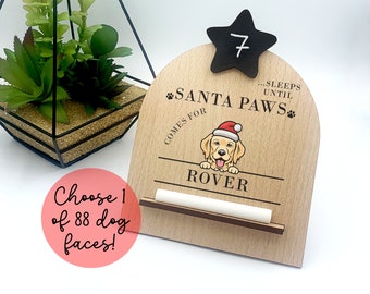 Dogs First Christmas Countdown | 'Sleeps until Santa Paws Comes' Personalised Dog Advent Calendar Countdown for Christmas